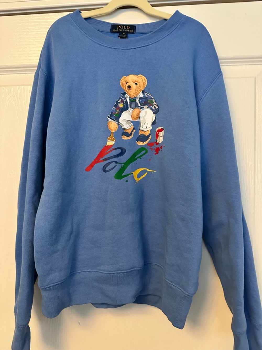 Polo by Ralph Lauren Light Blue Bear Graphic Crewneck Sweatshirt